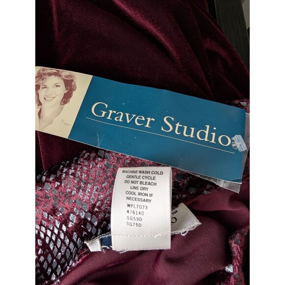 Vintage Susan Graver Shirt Set 1X Dark Red Velvet Blouse & Tank Top NWT - Picture 13 of 16